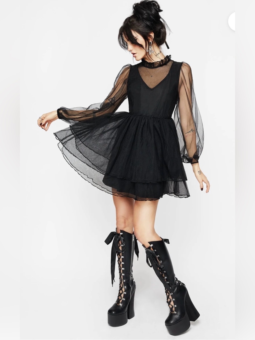 NWT Disturbia Headhunter Frill Neck Mini Dress size UK 20 / US 16